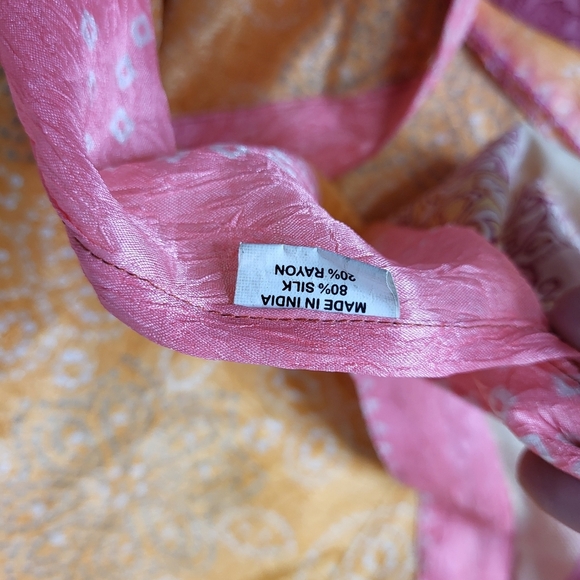 Silk Pink Floral Wrap Skirt With Ties - Picture 3 of 12